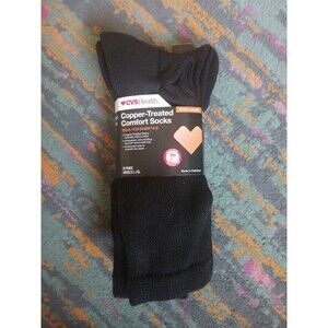 Copper-Treated Comfort Unisex Crew Socks CVS L/XL Black 3 pairs Odor Control